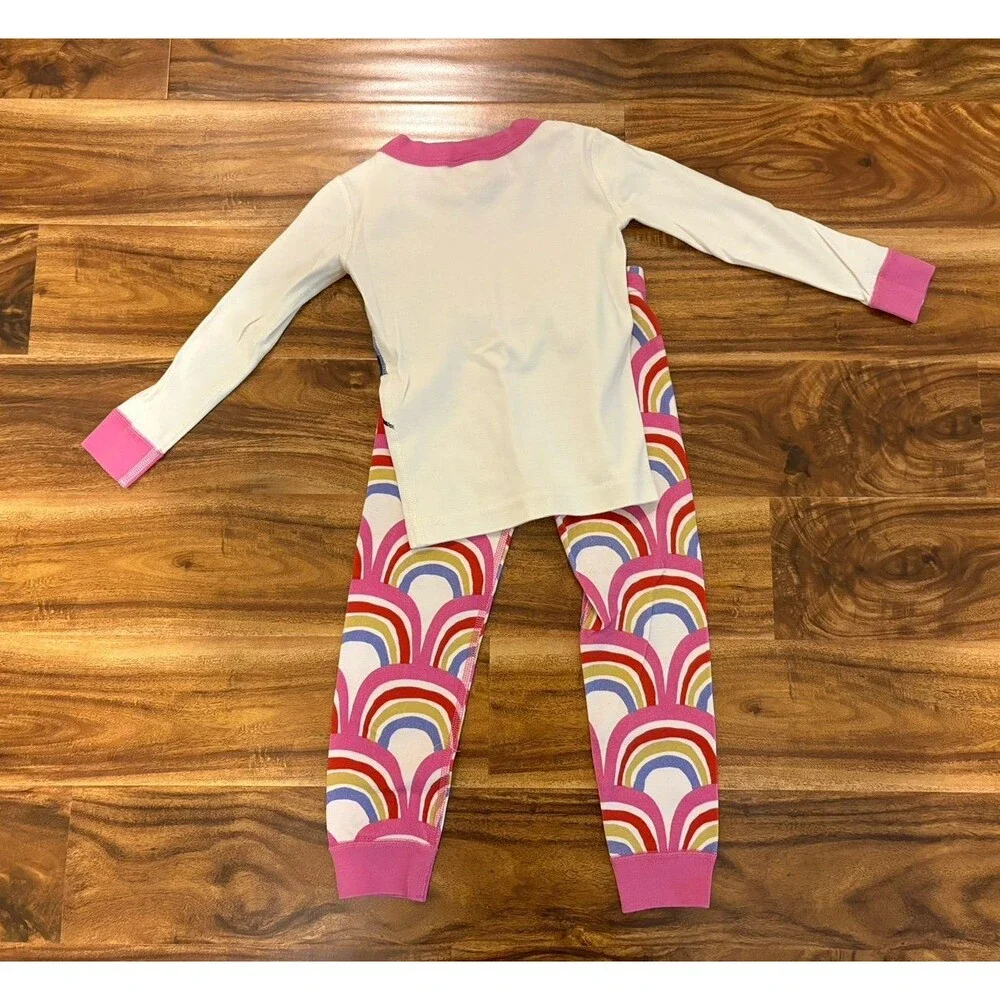Hanna Andersson Long Pajamas, Rainbow Unicorn print, Size 4T